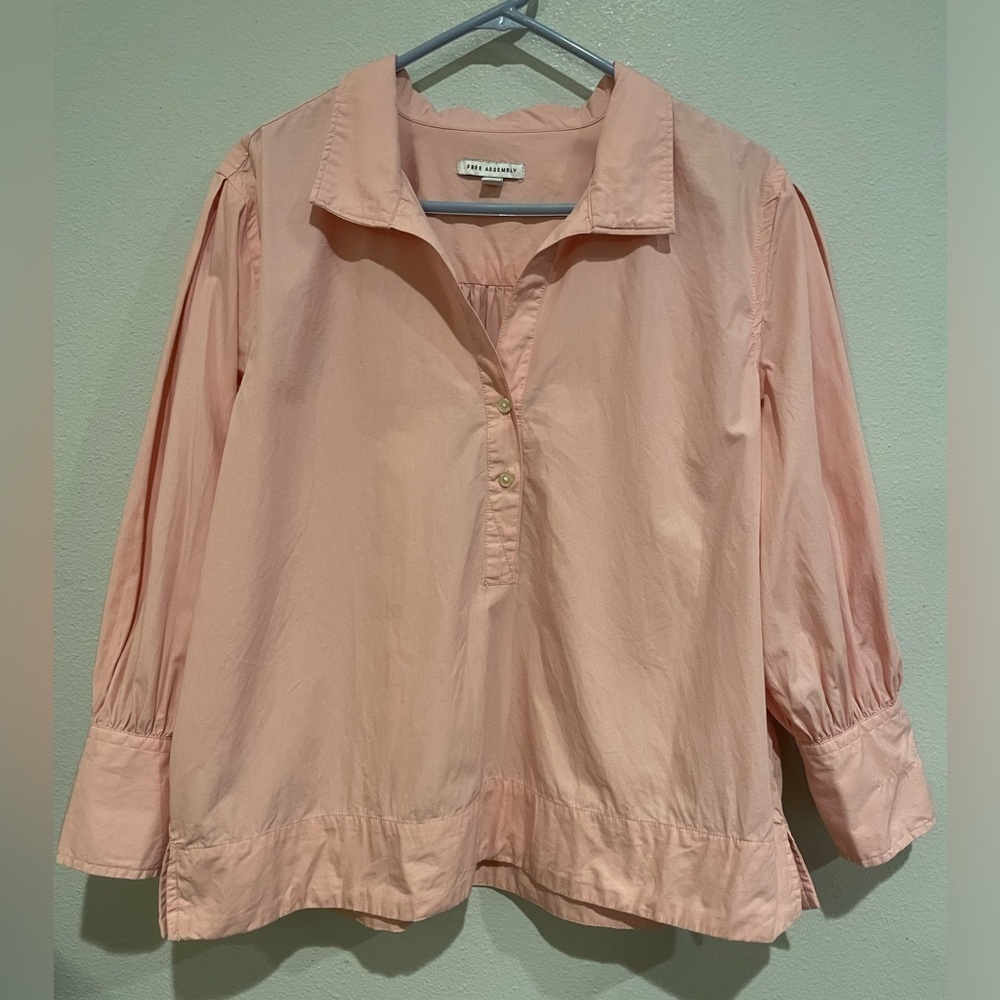 Free Assembly boho Pink peasant blouse with balloon sleeves. Size XL